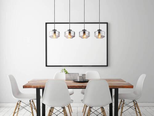 Hängeleuchte 15547-4h - Schwarz, Design, Glas/Metall (96/18/120cm) - Globo