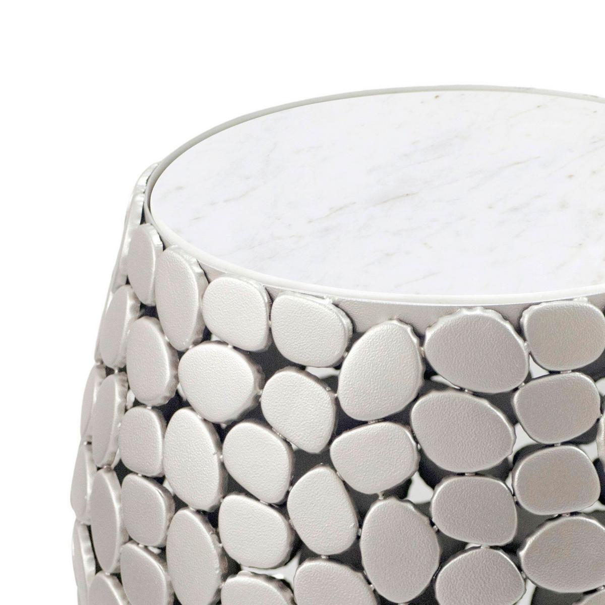Beistelltisch Silberfarben B: 40 cm - Silberfarben, Design, Stein/Metall (40/46/40cm) - Livetastic