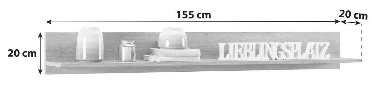 Falipolc Kashmir New - tölgyfa színű, Modern, faalapú anyag (155/20/20cm) - James Wood