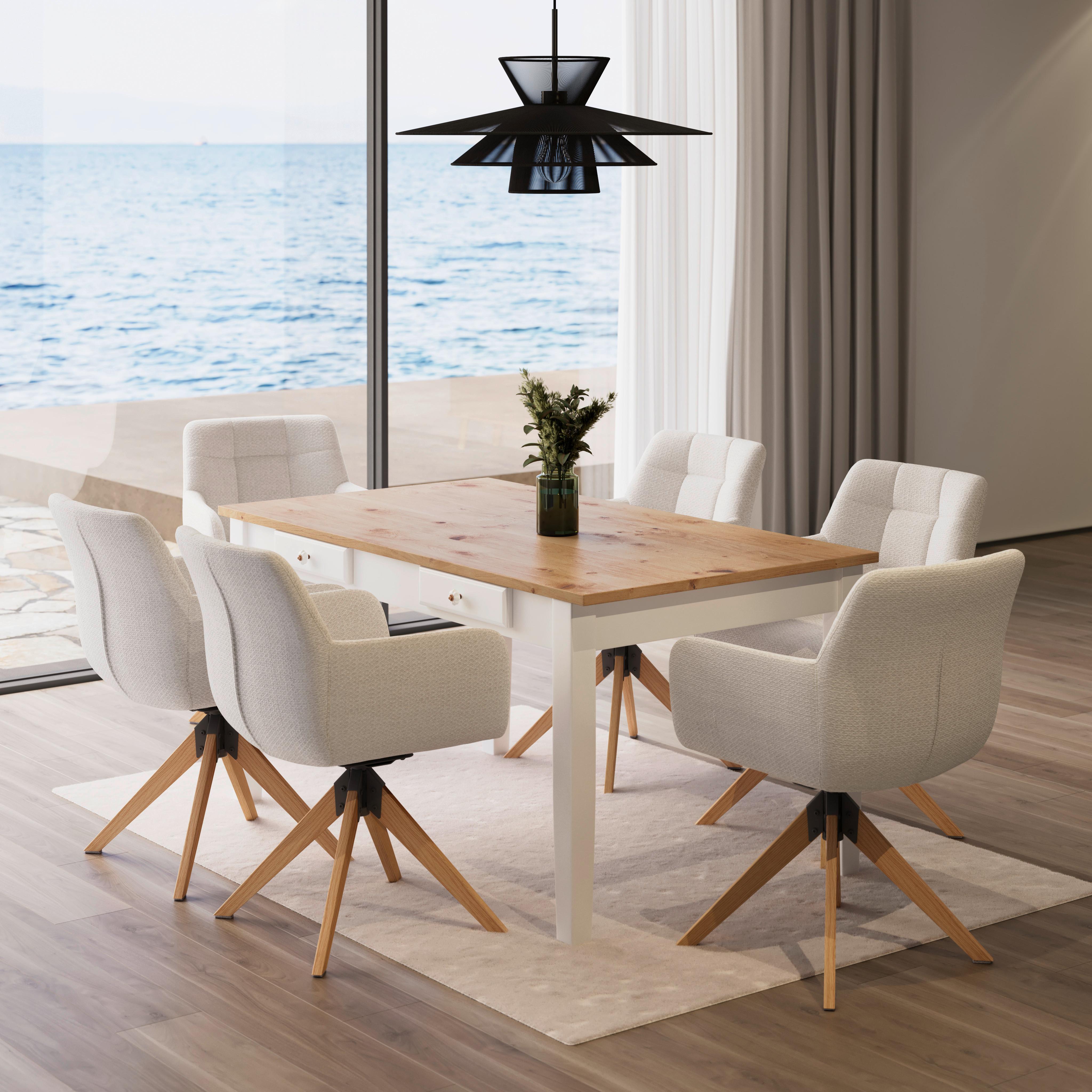 JEDÁLENSKÝ STÔL CAMDEN 160 - biela/farba borovice, Modern, drevo/kompozitné drevo (160/79/90cm) - Bessagi Home