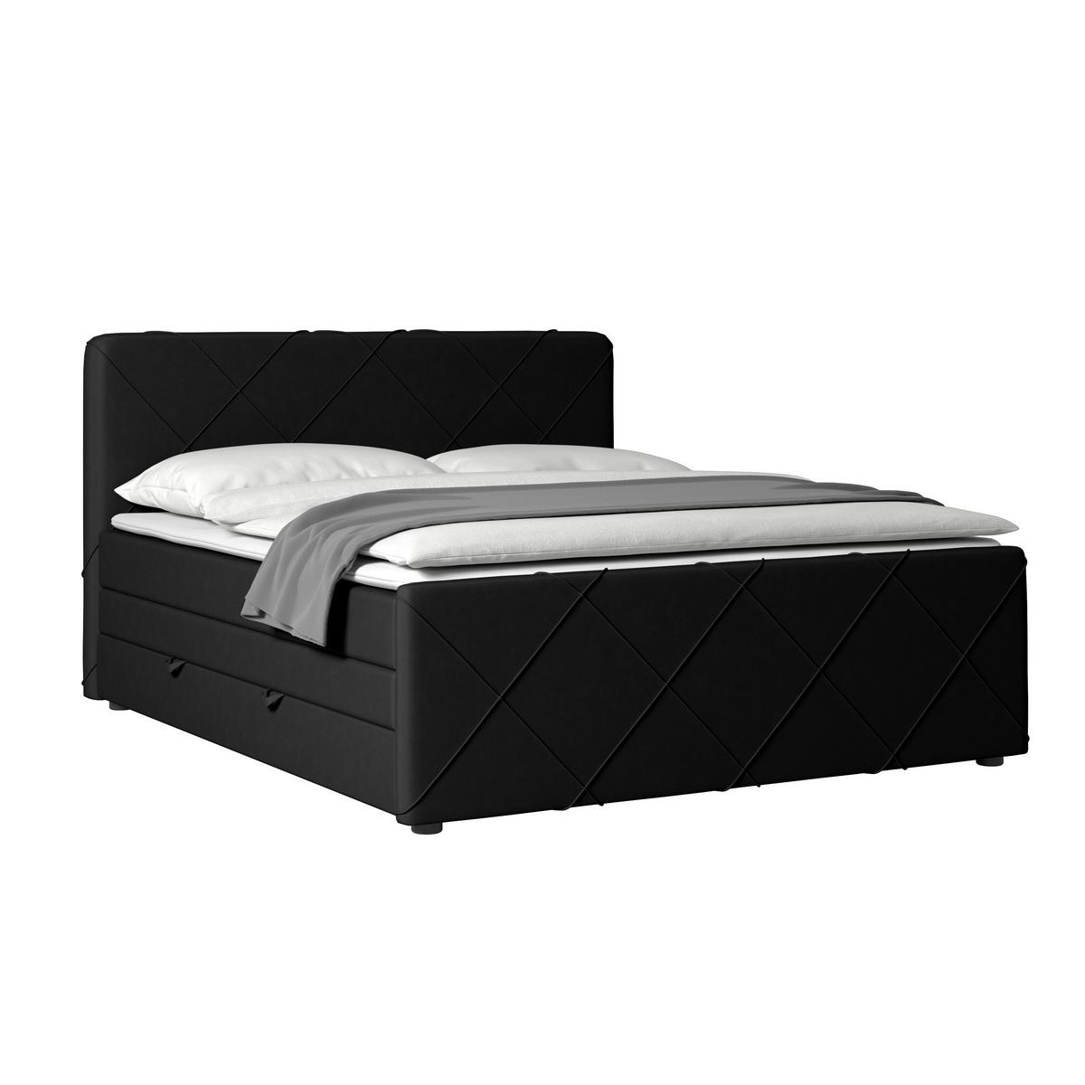 Boxspringbett mit Bettkasten Cordoba 180x200 cm Schwarz - Schwarz, MODERN, Holz/Textil (180/200cm) - MID.YOU