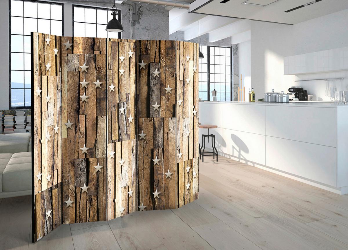Paravent Beige Hellbraun B: 225 Cm - Hellbraun/Beige, Basics, Holz/Kunststoff (225/172/3cm) - artgeist
