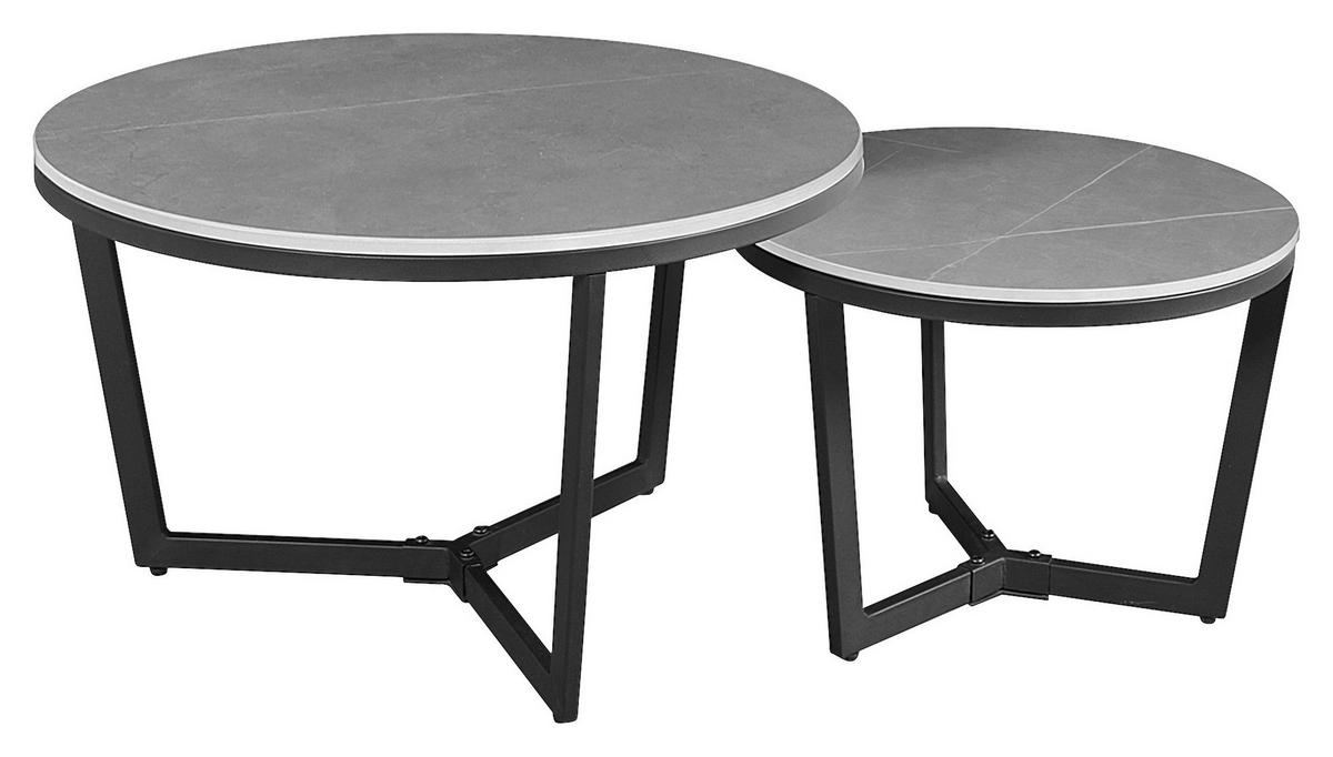 Couchtisch Ivan - Dunkelgrau/Schwarz, KONVENTIONELL, Stein/Metall (68,5/68,5/43cm) - MID.YOU