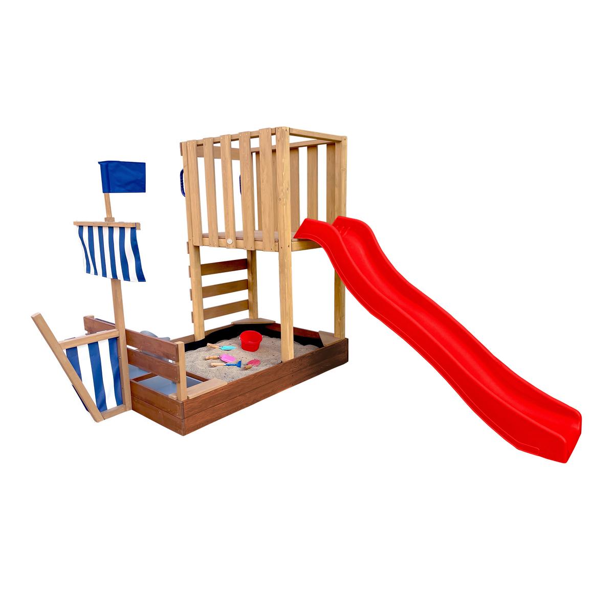 Spielturm Vicky mit Rutsche Rot - Rot/Braun, Basics, Holz/Kunststoff (180,5/87/150cm) - Ambia Garden