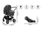 Kinderwagen Balu Premium 3in1 mit Babyschale + Sonnenschutz - Anthrazit/Schwarz, MODERN, Kunststoff/Metall (103/58/104cm) - Fillikid