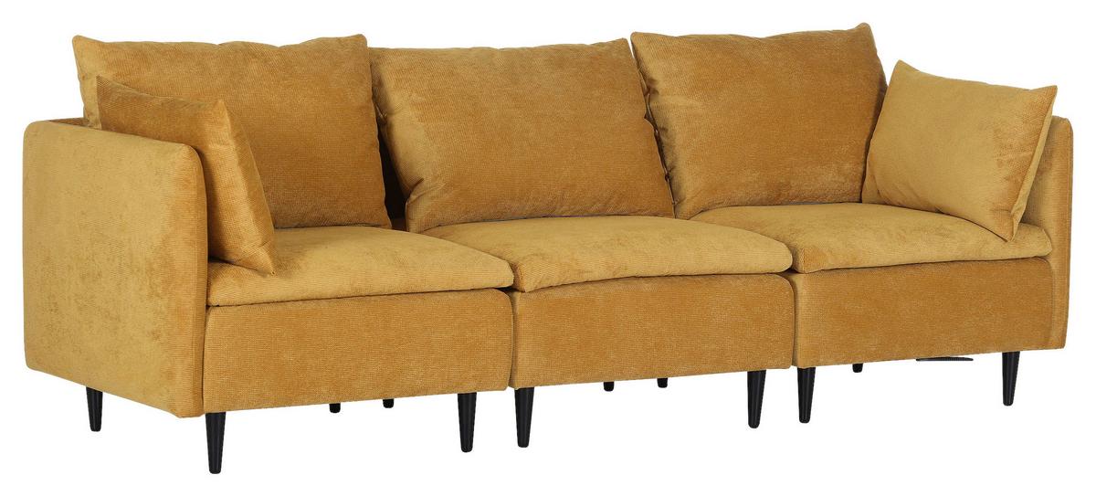 Sofaelement Fynn, Senfgelb B: 77 Cm - Senfgelb/Schwarz, KONVENTIONELL, Textil (77/72/83cm) - MID.YOU