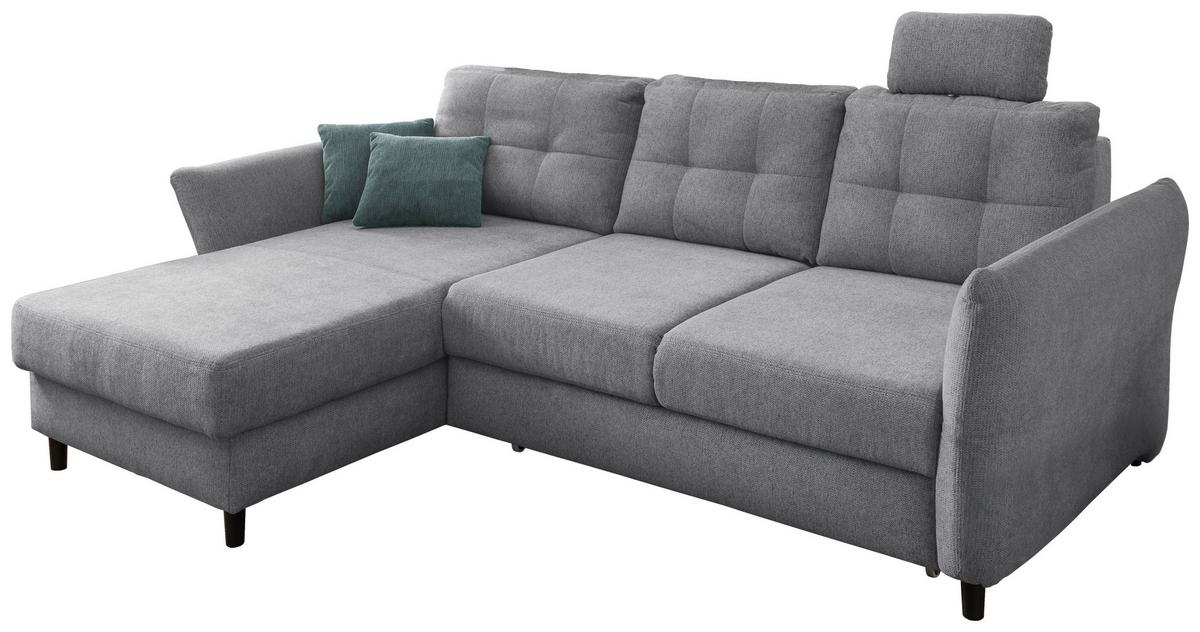 Ecksofa Brizzini Silberfarben S: 176/250-280 Cm - Mintgrau/Silberfarben, MODERN, Holz/Textil (176/250-280cm) - Livetastic