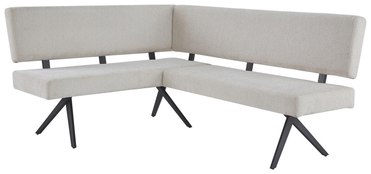 Eckbank Chios - Beige/Schwarz, KONVENTIONELL, Textil/Metall (150/190cm) - MID.YOU
