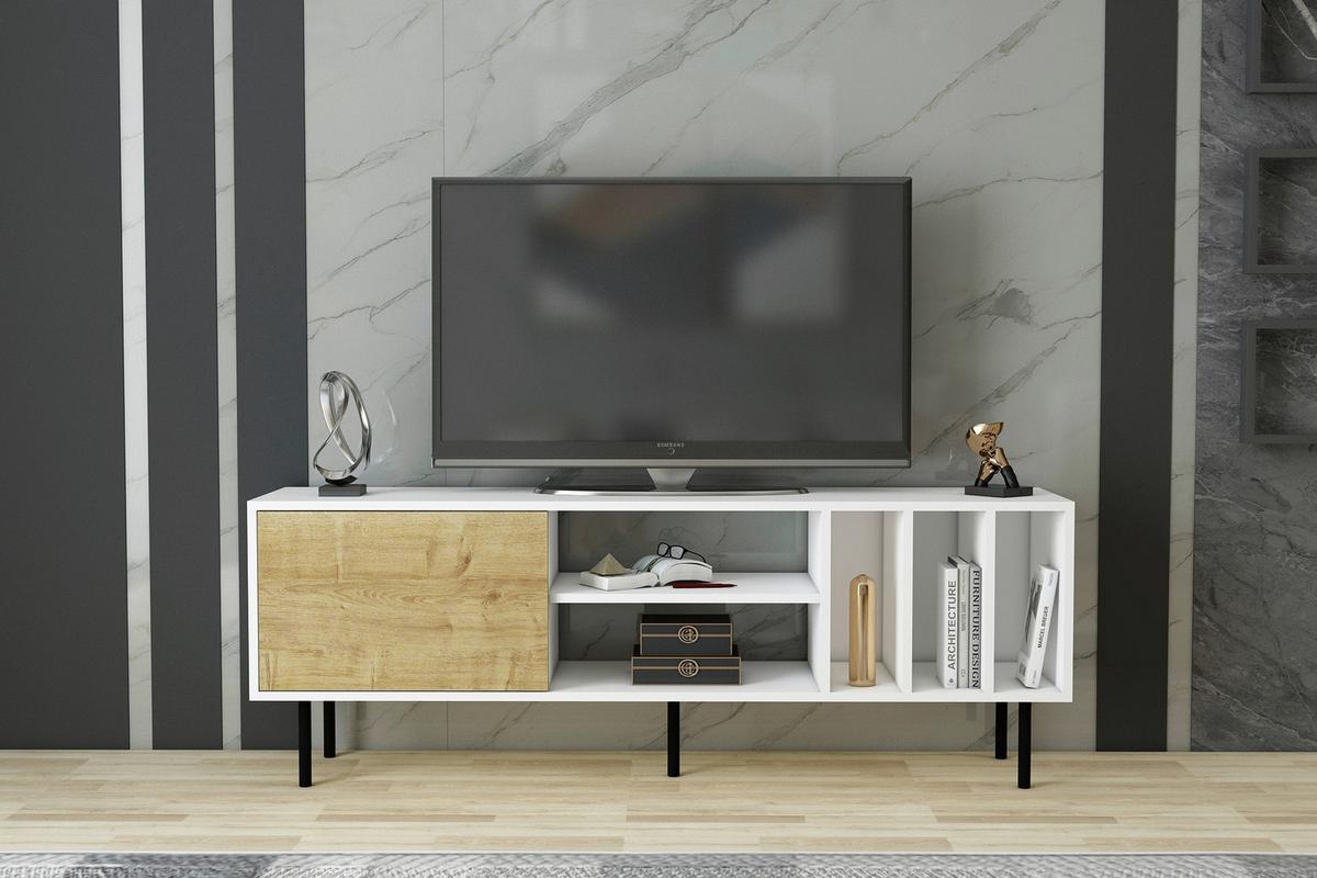 Lowboard Hera Tv-Schrank - Eichefarben/Schwarz, Design, Holzwerkstoff (160/57/35cm) - Livetastic