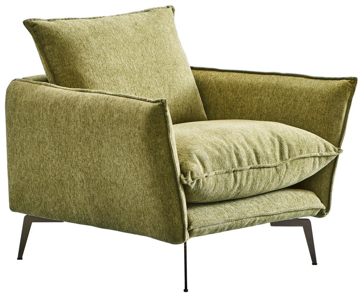 Sessel Skye Olivgrün B: 96 Cm - Schwarz/Olivgrün, Design, Textil (96/84/100cm) - Livetastic