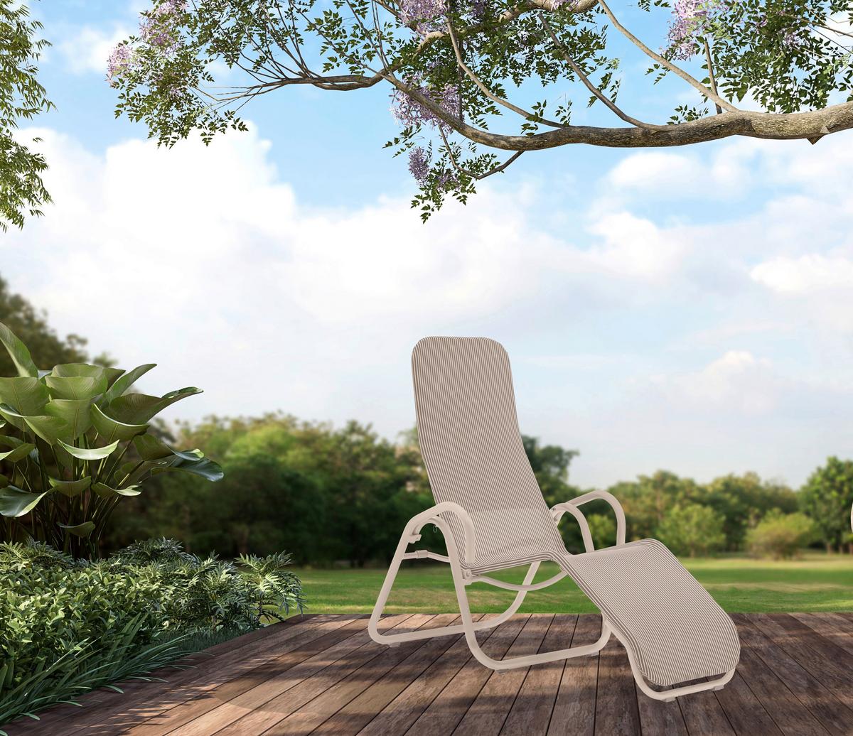 Sonnenliege Calypso - Ecru, MODERN, Kunststoff/Metall (164/70/111cm) - Beldano