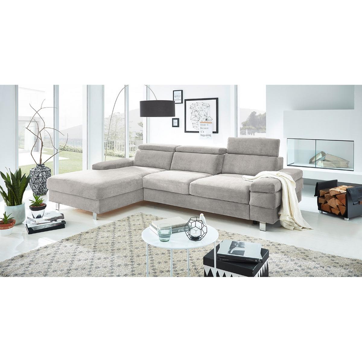 Ecksofa Elvis Silberfarben S: 182x259 Cm - Silberfarben, KONVENTIONELL, Textil (182/259cm) - Trendmanufaktur
