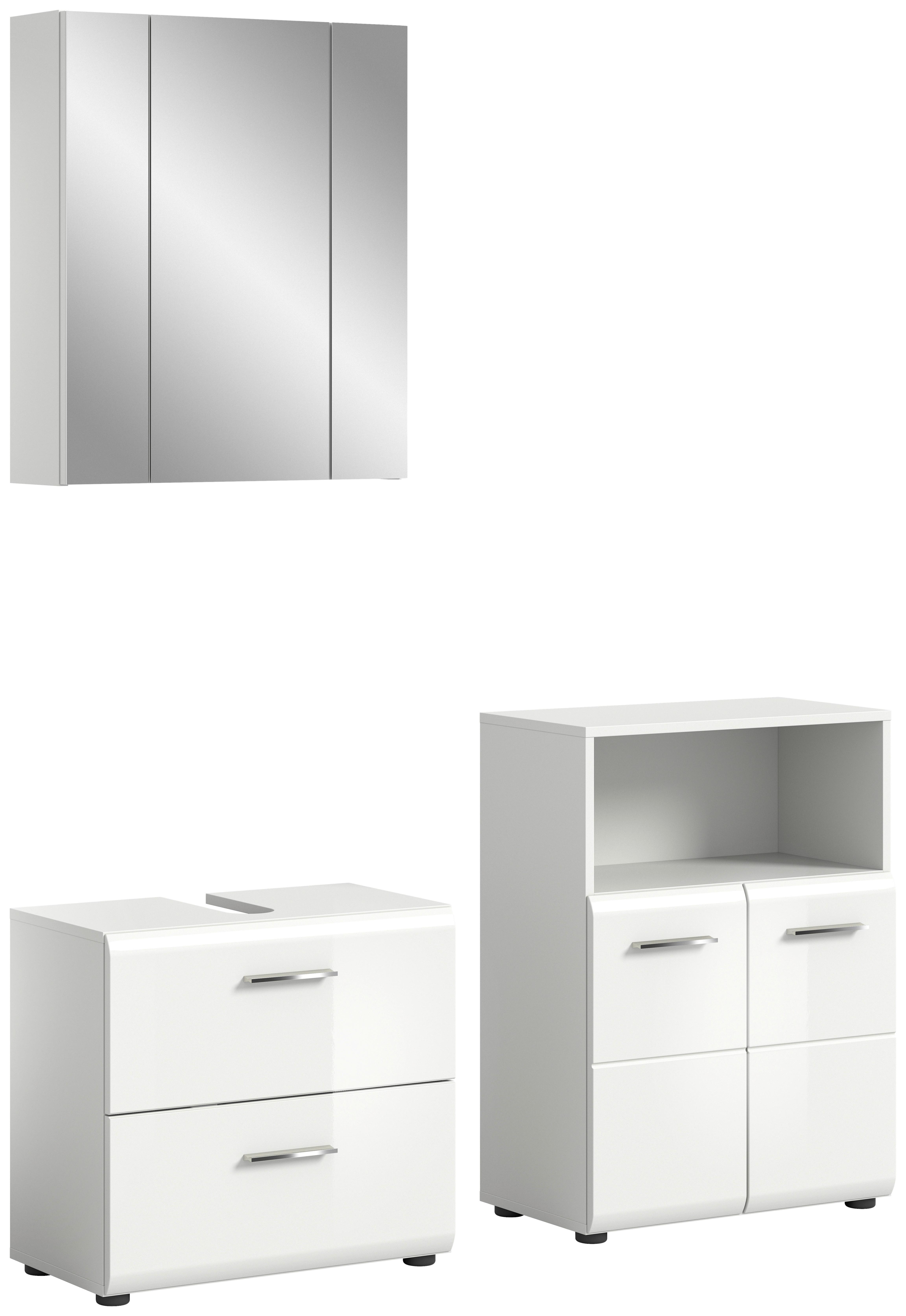 Badezimmer Ice Weiß Hg B: 120 Cm - Weiß Hochglanz/Schwarz, MODERN, Glas/Holzwerkstoff (120cm) - MID.YOU