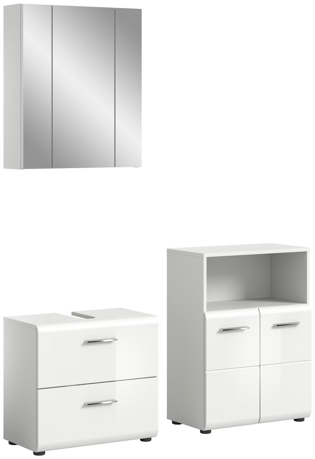 Badezimmer Ice Weiß Hg B: 120 Cm - Weiß Hochglanz/Schwarz, MODERN, Glas/Holzwerkstoff (120cm) - MID.YOU