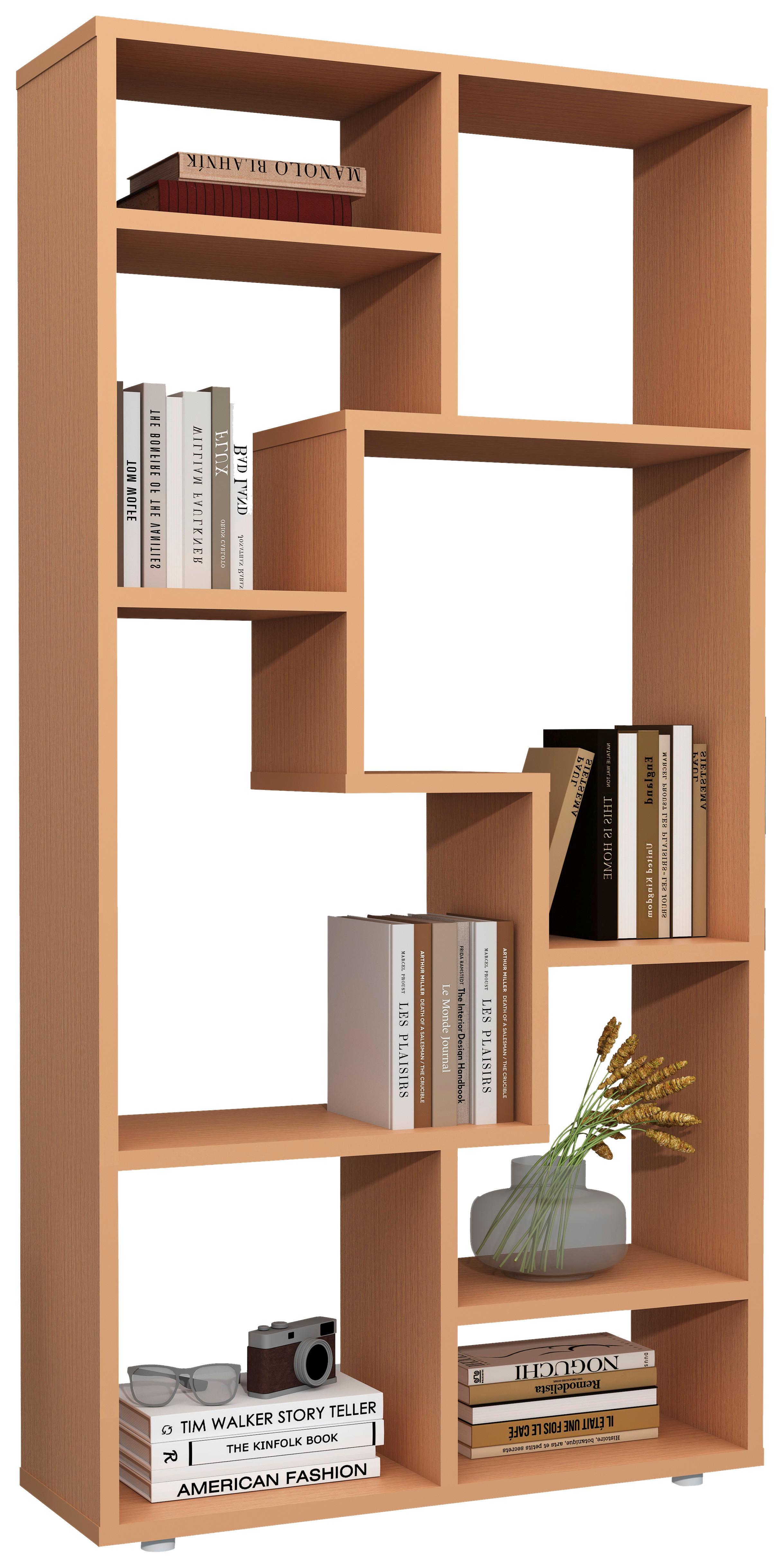 Regál Lanisa, barvy buku - šedá/barvy buku, Moderní, kompozitní dřevo/plast (58/116/20cm) - MID.YOU