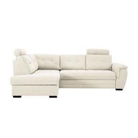 Rohová sedačka FALCO, ľavá, krémová ženilka,2x op.hlavy - čierna/krémová, Konventionell, drevo/kompozitné drevo (183/251cm) - Ondega