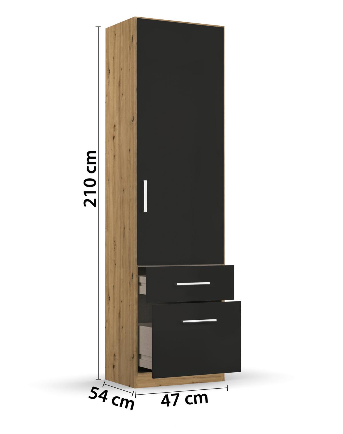 Drehtürenschrank 47 cm Berlin Eiche Dekor/Grau - Eiche Artisan/Grau, MODERN, Holzwerkstoff (47/197/54cm) - Rauch Möbel
