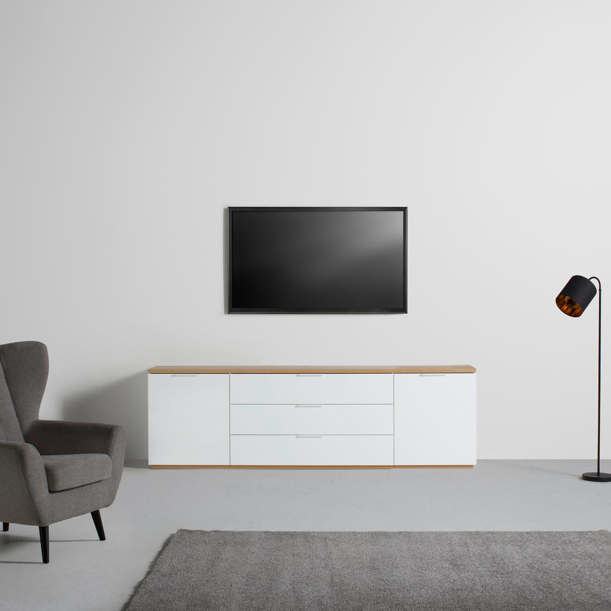 TV element Wide bílá/dub Artisan - bílá/dub artisan, Moderní, kov/kompozitní dřevo (240/75/40cm) - Based