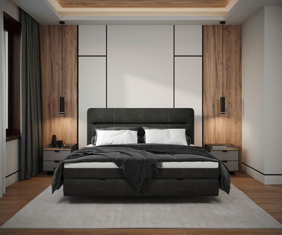 Boxbett Adriano 160x200 Cm Anthrazit - Anthrazit, MODERN, Holz/Holzwerkstoff (160/200cm) - MID.YOU