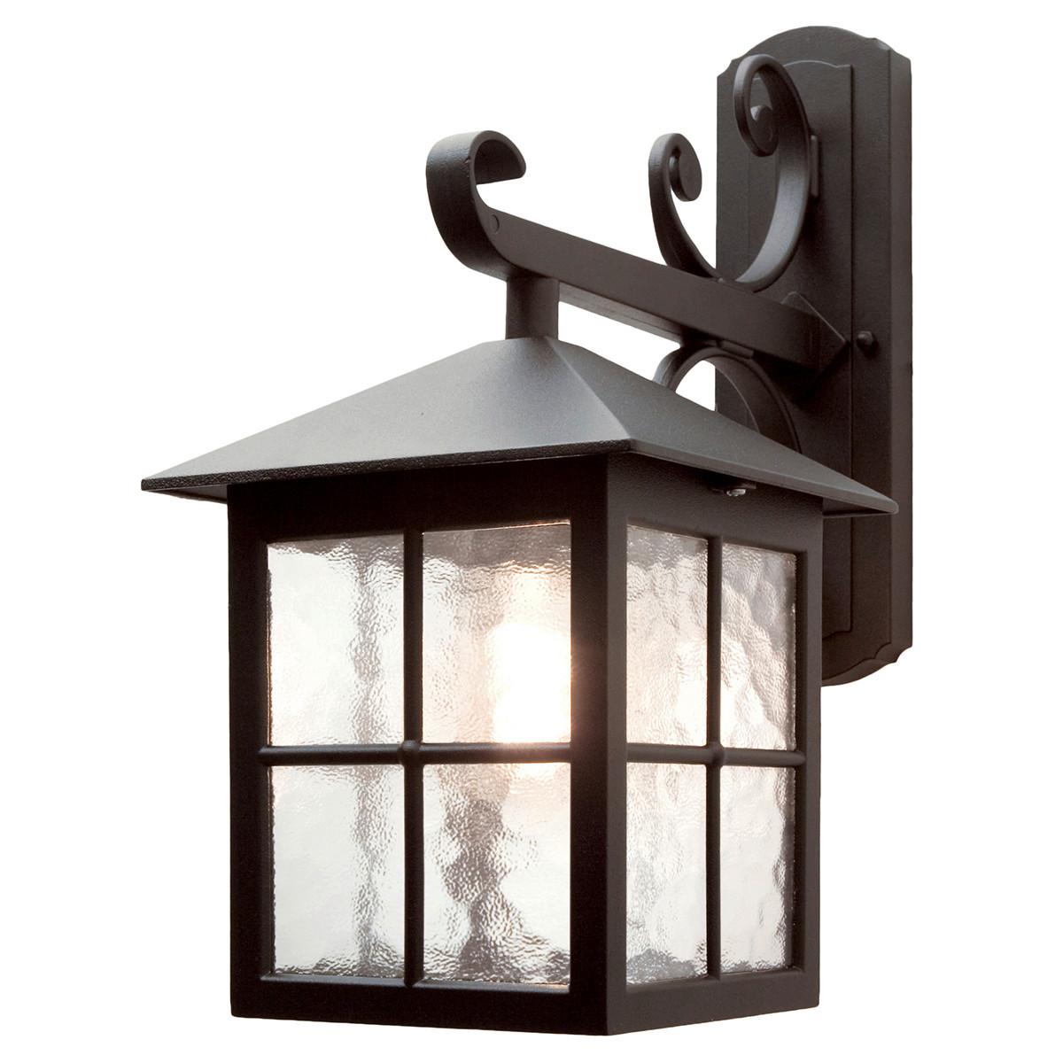 Außenwandleuchte 100 Watt Metall Glas, Wandmontage - Schwarz, Basics, Glas/Metall (18.5/40/31cm) - Elstead Lighting
