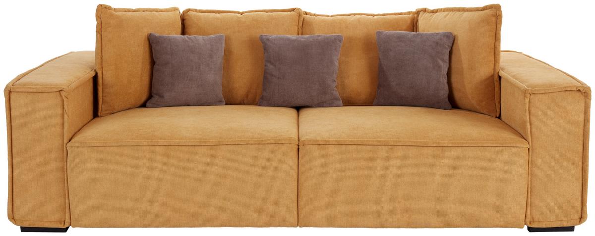 Bigsofa Mit Kissen Surf, Webstoff - Taupe/Gelb, MODERN, Holz/Textil (244/62/117cm) - Luca Bessoni