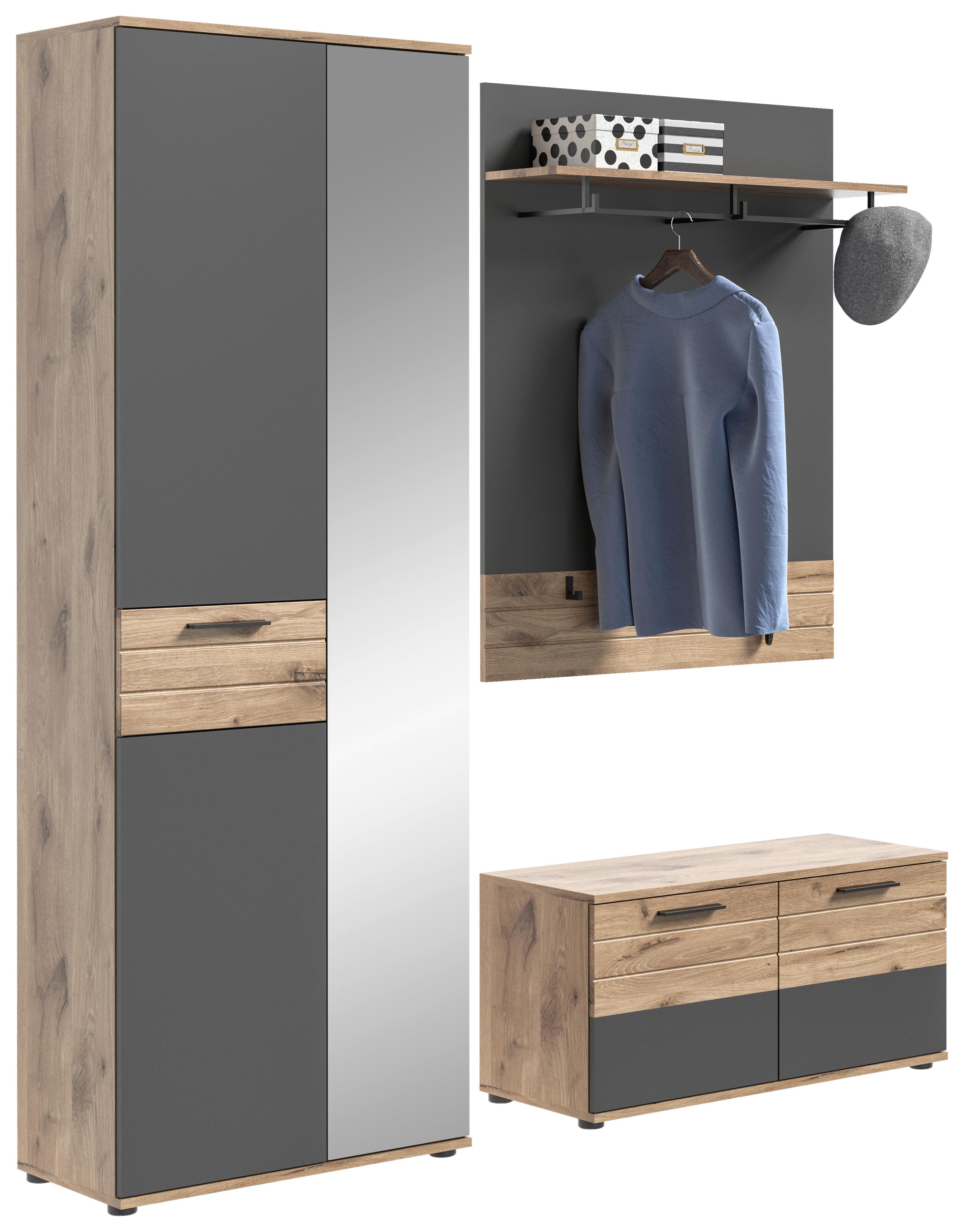 Mason B: 175 cm Nox Oak 3-teilig - Holzwerkstoff (175/200/38cm) - MID.YOU