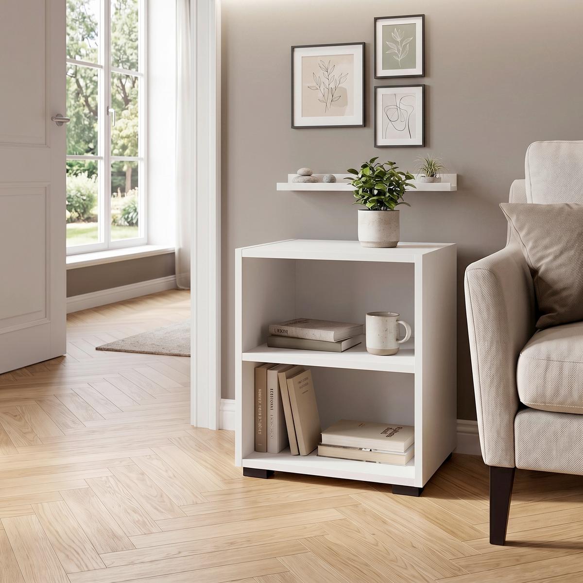 REGÁL UNIT-ELEMENTS MINI - bílá/černá, Moderní, kompozitní dřevo (45,6/44,8/40cm) - Ondega