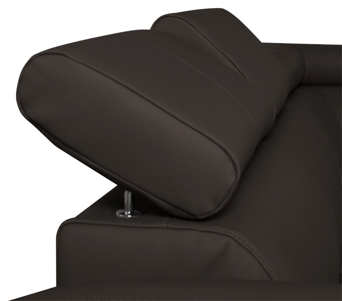 Ecksofa Aspen Dunkelbraun S: 245 Cm - Chromfarben/Dunkelbraun, Design, Leder/Textil (245/208cm) - Livetastic