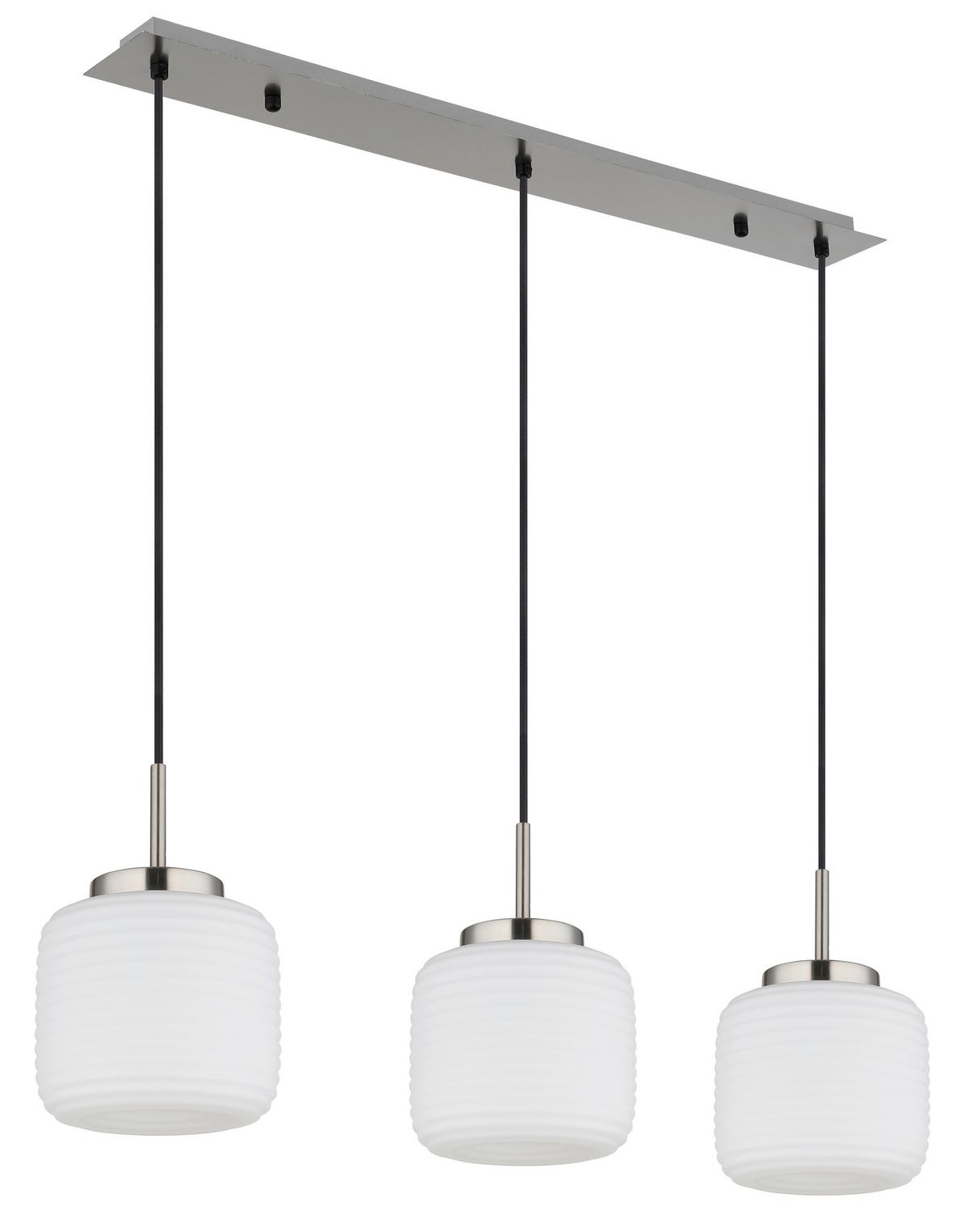 Hängeleuchte Kladora D: 24 cm Schwarz Weiß Nickelfarben - Schwarz/Weiß, KONVENTIONELL, Glas/Textil (24/130cm) - Globo