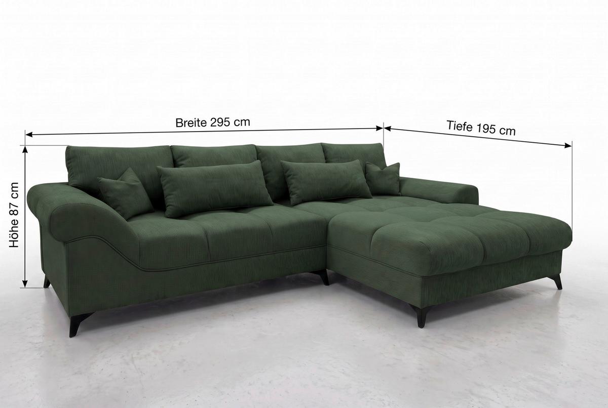 Rohová sedačka NOAH, obojstranná, tmavozelená - čierna/tmavozelená, Modern, kompozitné drevo/textil (295/195cm) - Mömax