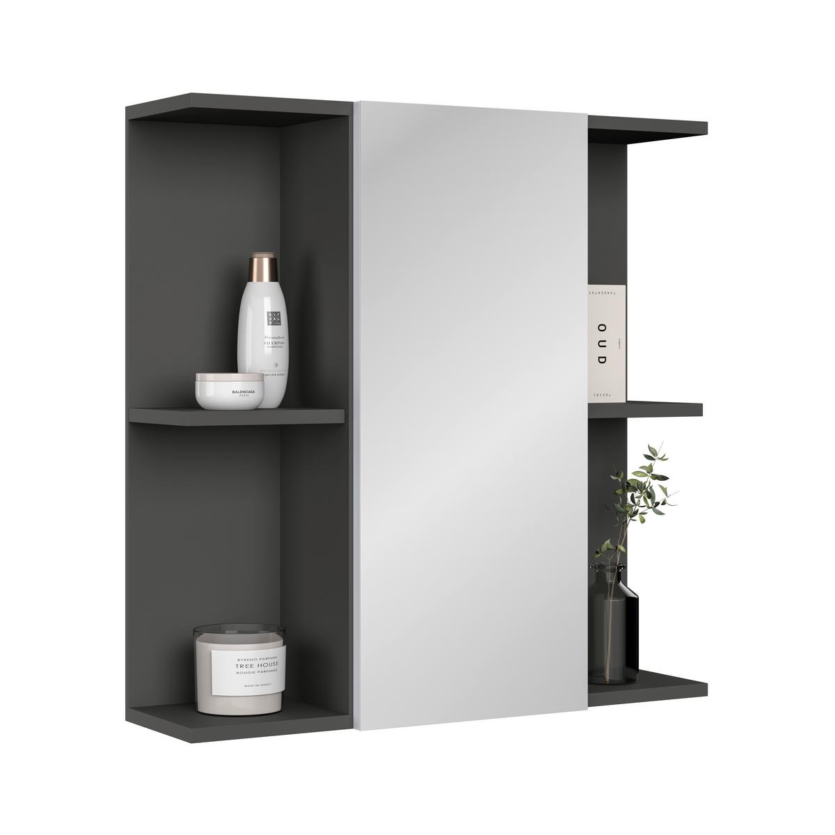 Spiegelschrank Pearl New Snol 119 BHT: 70x71x23 cm - Anthrazit/Weiß, KONVENTIONELL, Glas/Holzwerkstoff (70/71/23cm)