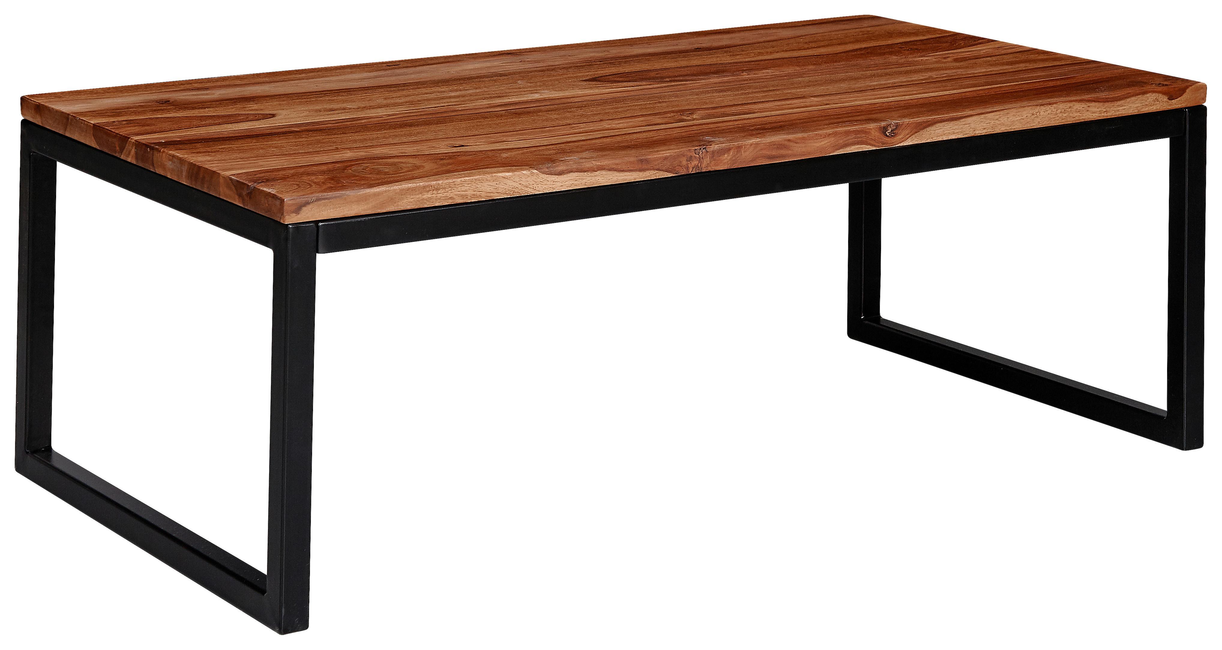 Konferenčný stolík farby sheesham - čierna/farba indického palisandra, Konventionell, kov/drevo (110/60/40cm) - MID.YOU