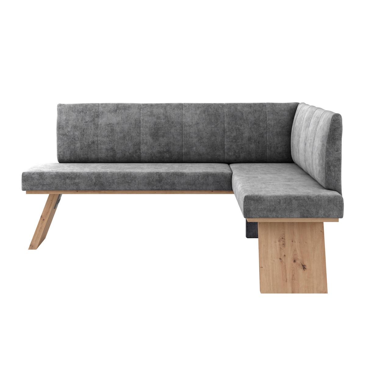 Eckbank Emma Ii Webstoff Schwarz, B: 185 Cm - Eichefarben/Schwarz, KONVENTIONELL, Holzwerkstoff/Textil (185/150cm)