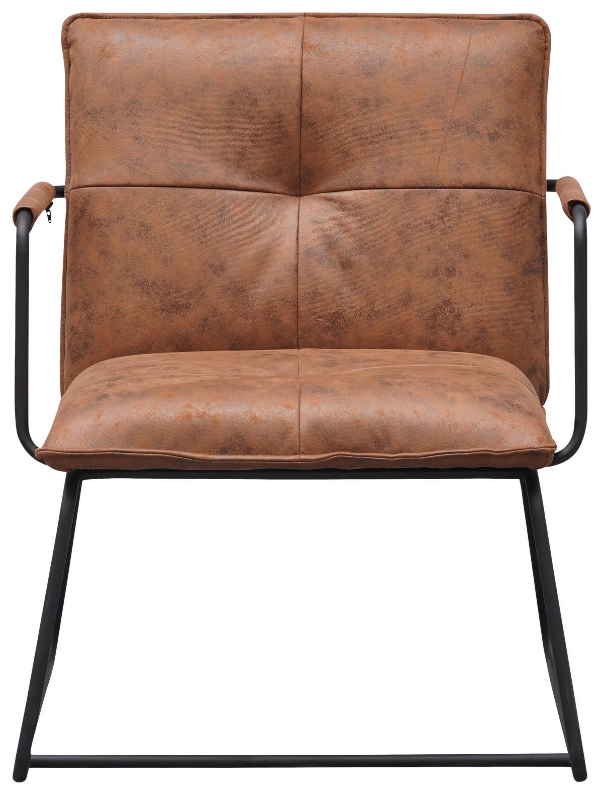 Sessel Bilbao - Cognac/Schwarz, MODERN, Textil/Metall (65/80/68cm) - MID.YOU
