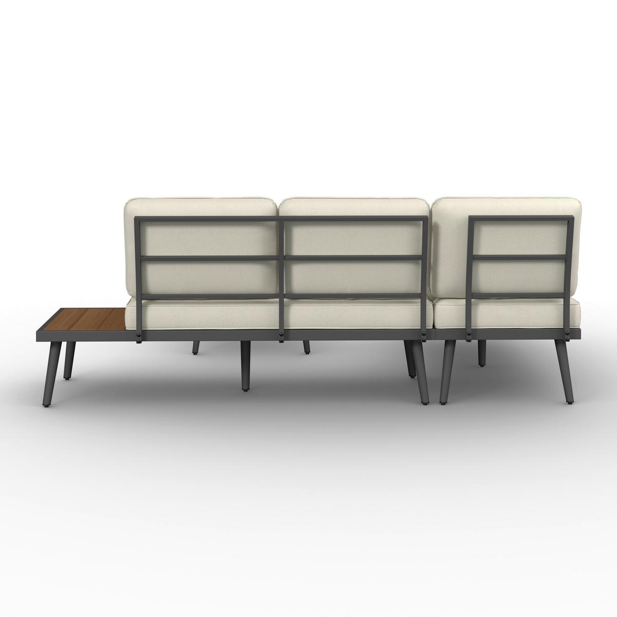 Loungegarnitur Sallie Creme Akazie Metall/Outdoorstoff - šedá/světle šedá, Moderní, kov/dřevo - Bessagi Garden