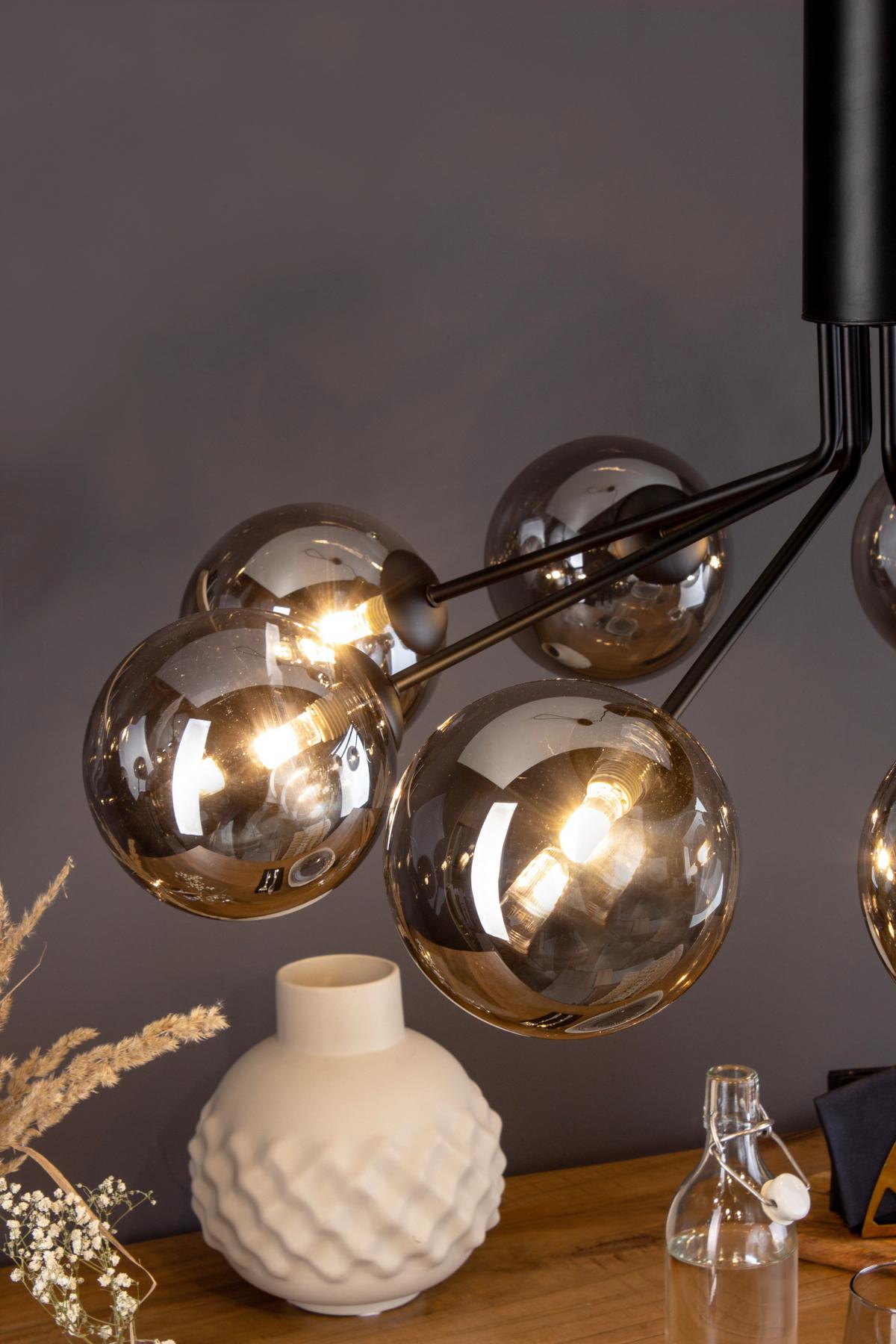 Hängeleuchte 9120-S9 Nero - Schwarz, Design, Glas/Metall (83,4/44,4cm)