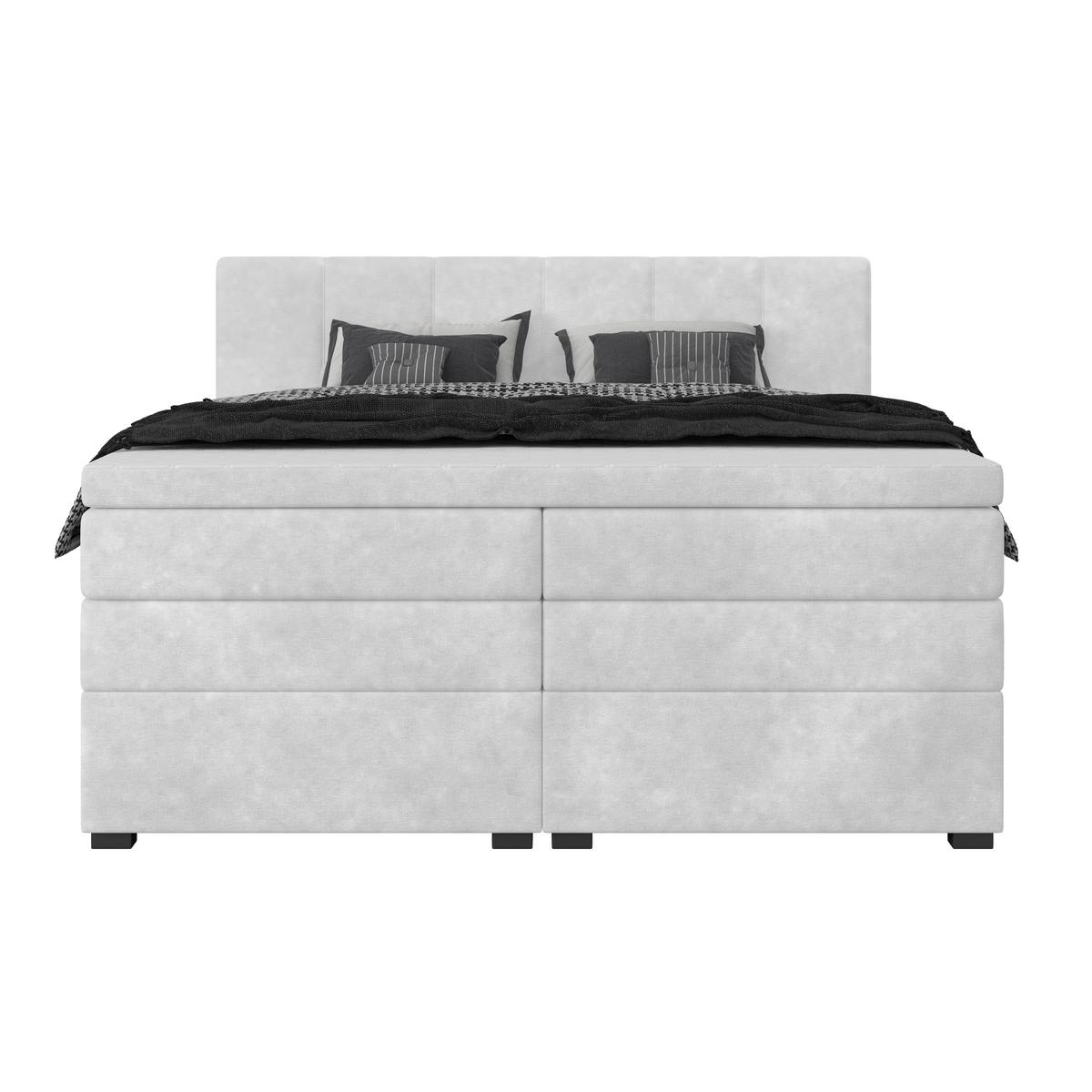 Boxspringbett mit Topper & Bettkasten 200x200 Lauro - Hellgrau/Schwarz, Trend, Textil (200/200cm)