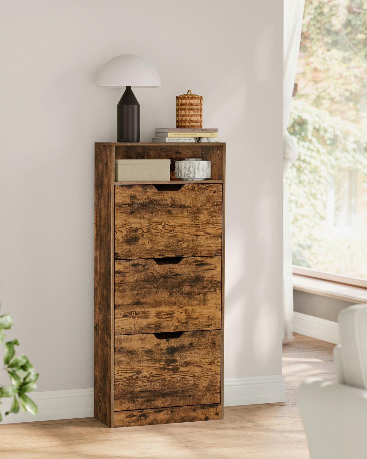 VÝKLOPNÁ SKRINKA NA TOPÁNKY RUSTIC HNEDÁ - hnedá, Modern, kompozitné drevo (60/139/24cm) - MID.YOU