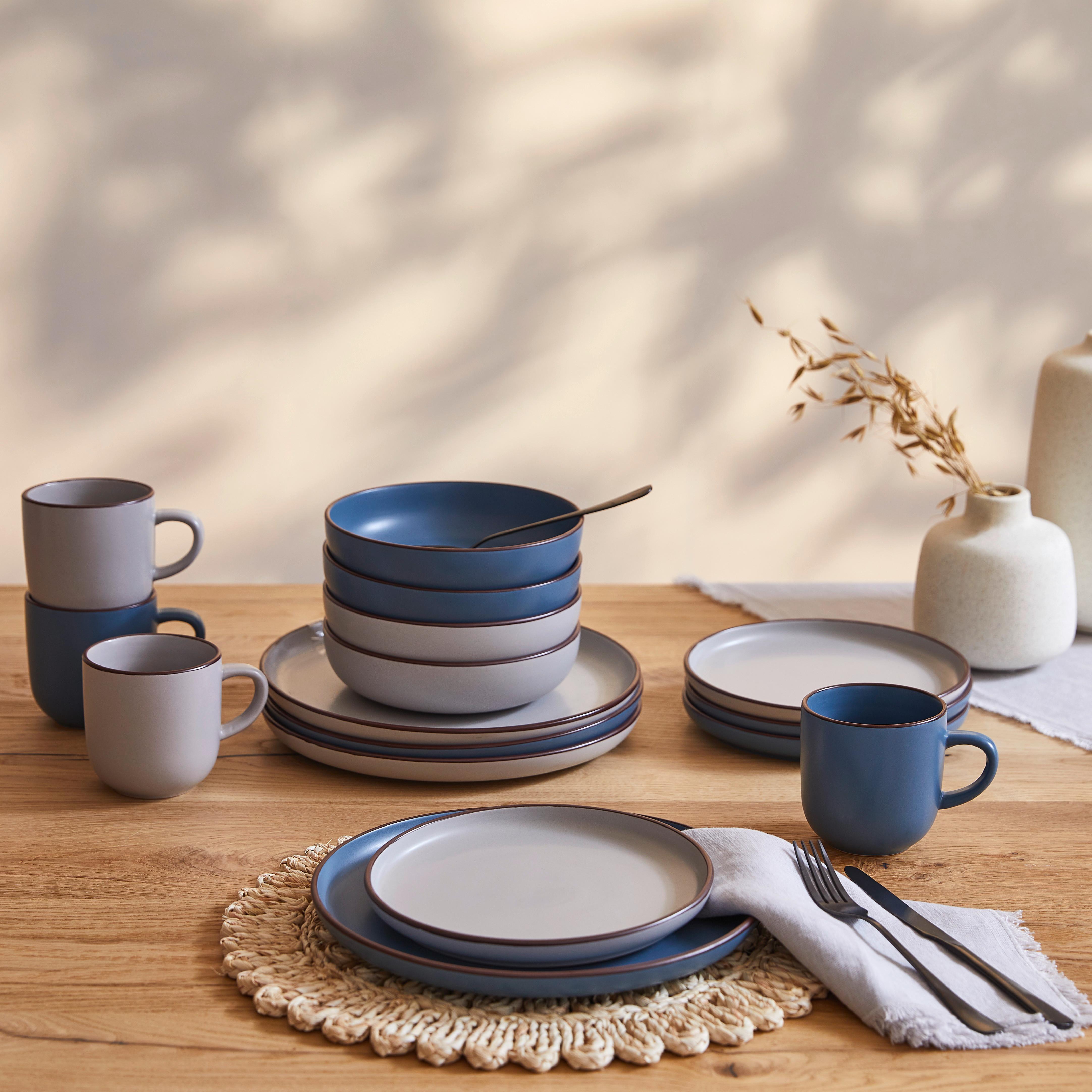 Kombinovaná souprava 16- dílna - modrá/béžová, Basics, keramika (29,5/28,5/28cm) - Creatable
