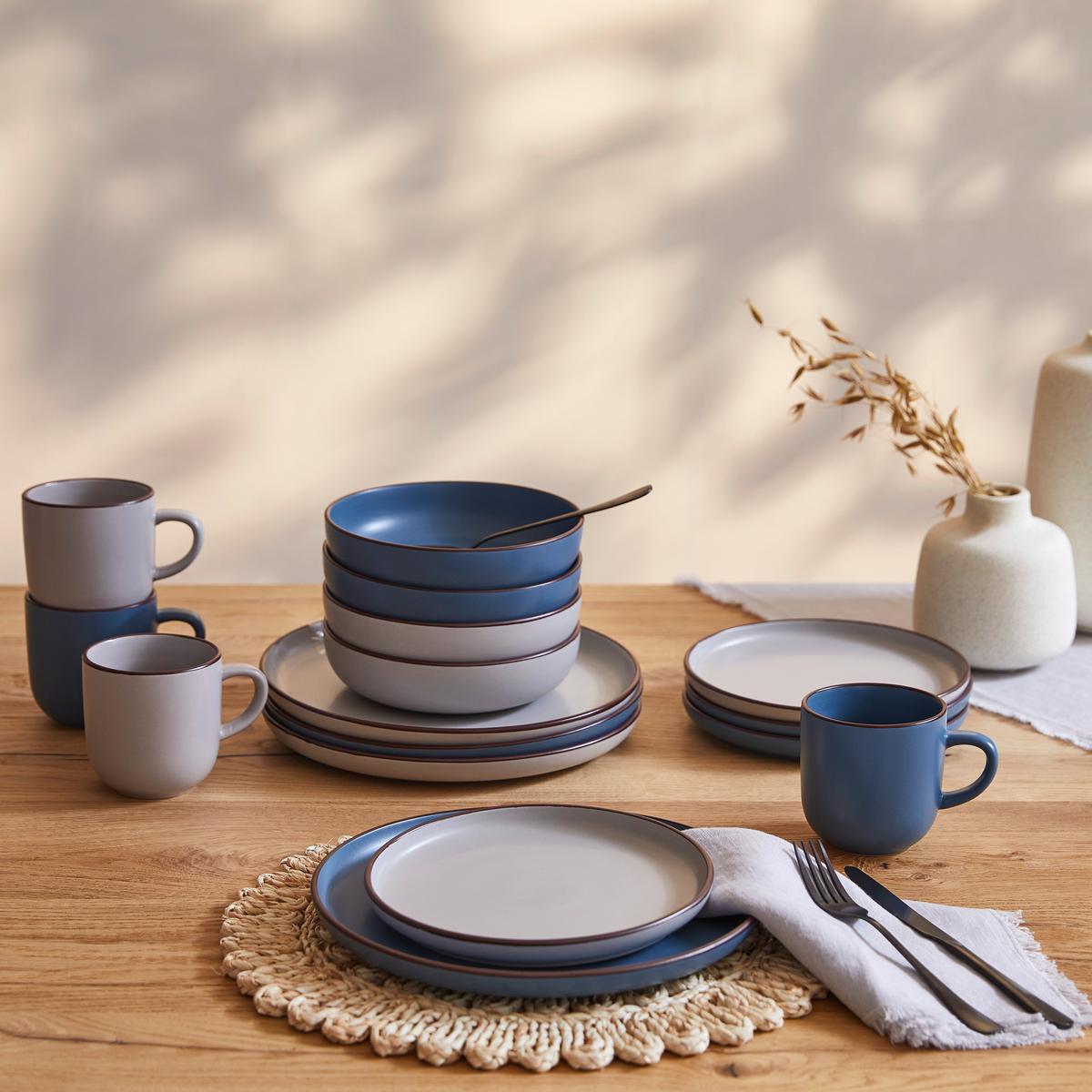 Kombinovaná souprava 16- dílna - modrá/béžová, Basics, keramika (29,5/28,5/28cm) - Creatable