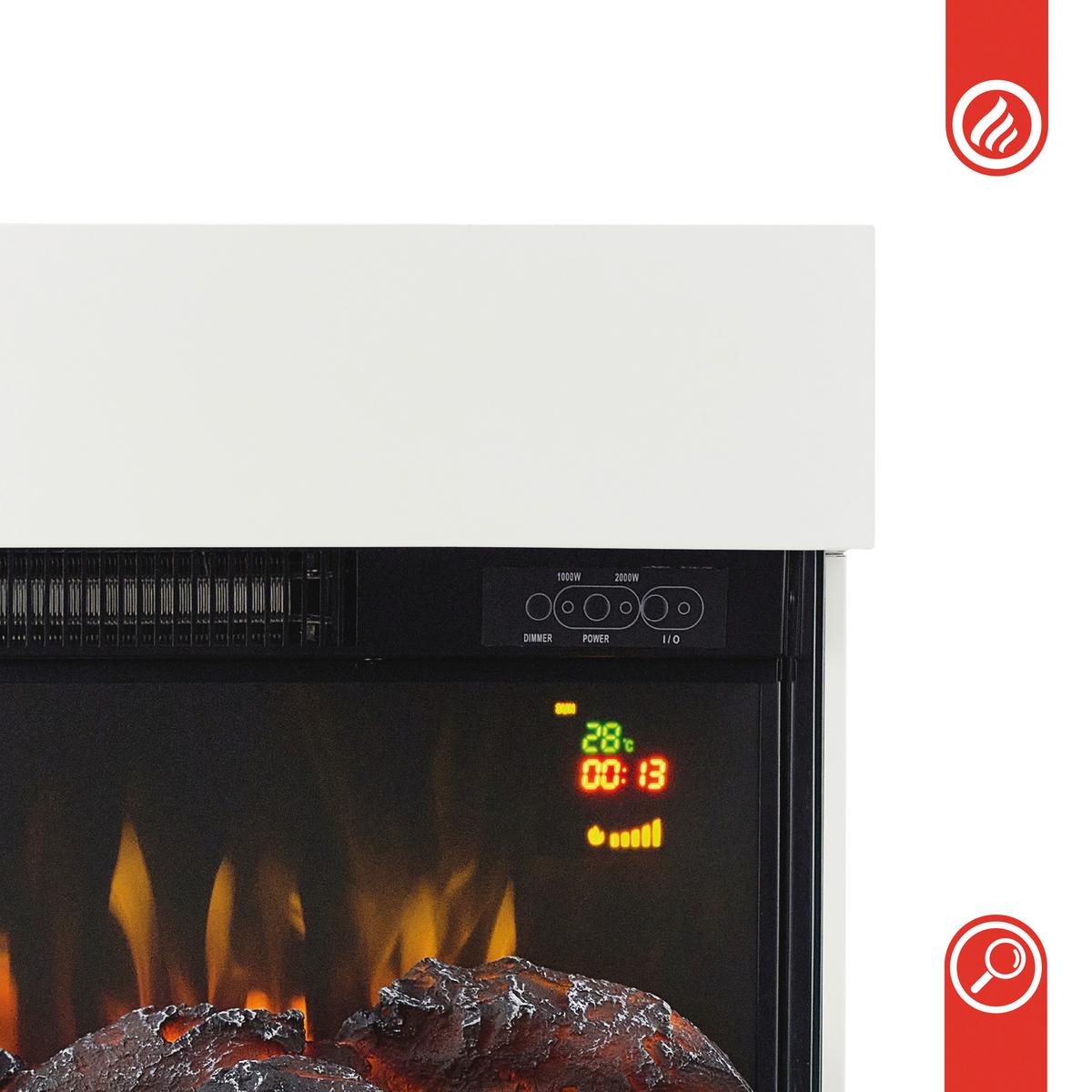 Elektrokamin Henri - Weiß, Basics, Glas/Metall (48,0/75,0/21,7cm)