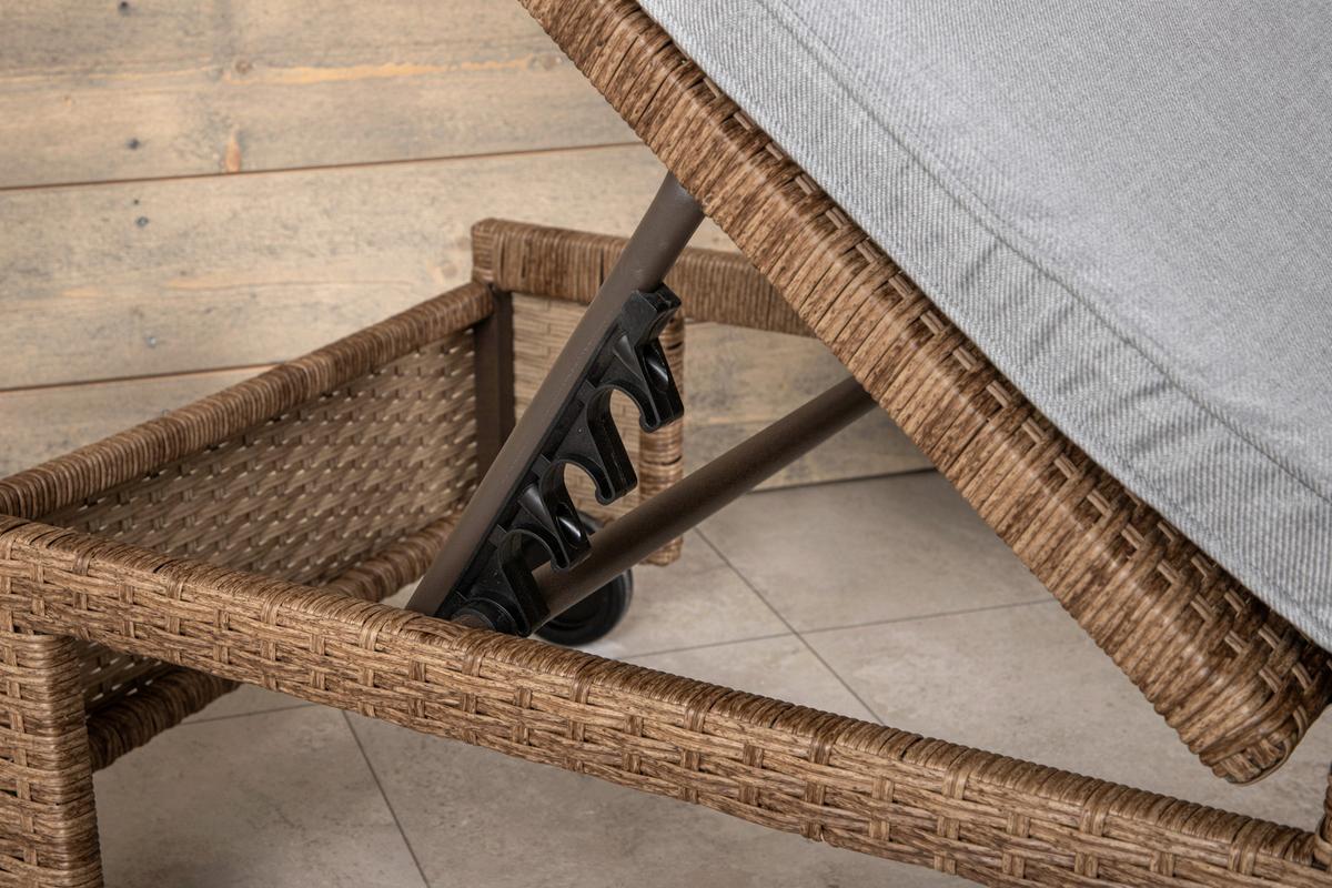 Sonnenliege London - Sandfarben/Hellbraun, KONVENTIONELL, Kunststoff/Textil (60/32/196cm) - Gardenson