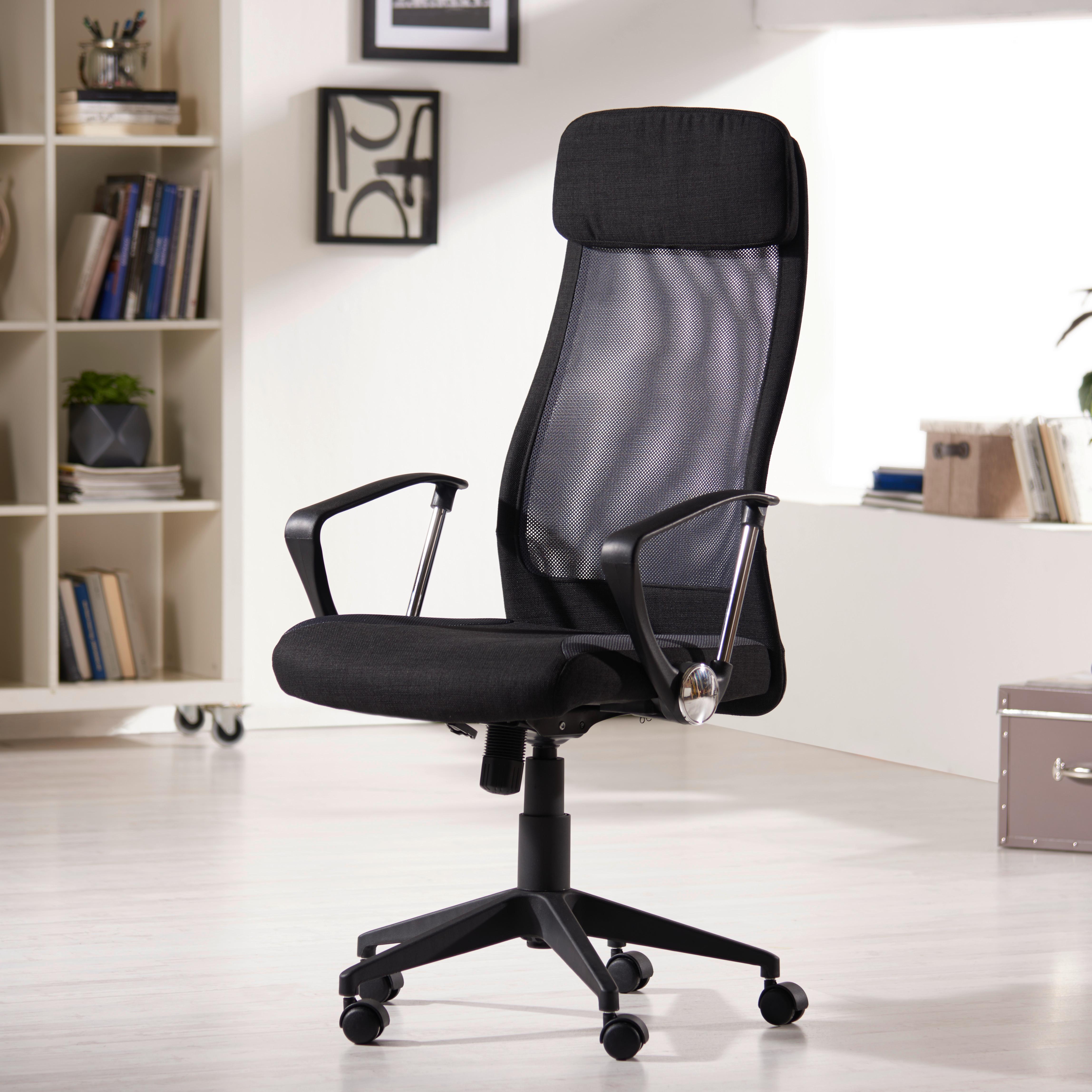 Bürostuhl Josh mit Armstützen Grau/Schwarz Bis 120 Kg - Schwarz/Grau, Design, Kunststoff/Textil (61/118-128/64cm) - MID.YOU