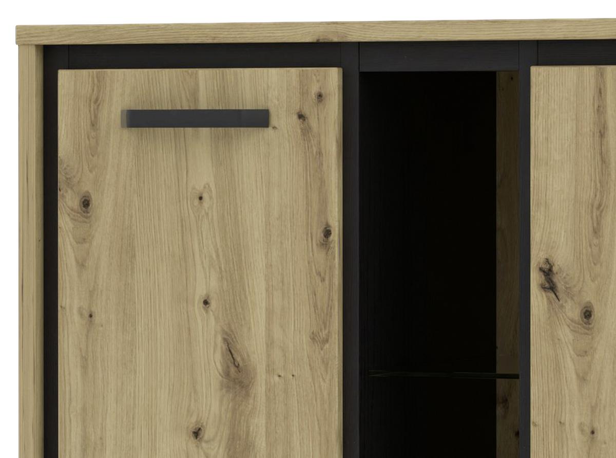 Kommode B: 120,4 cm Trondheim, Eiche Dekor/Schwarz - Eichefarben/Schwarz, Basics, Glas/Holzwerkstoff (120,4/81,3/41,5cm) - Livetastic