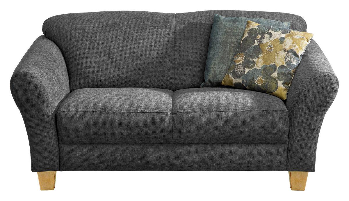 2-Sitzer-Sofa Gotland schwarz Rücken echt, 163x84x89 cm - Schwarz/Naturfarben, KONVENTIONELL, Textil (163/84/89cm) - Sit & More