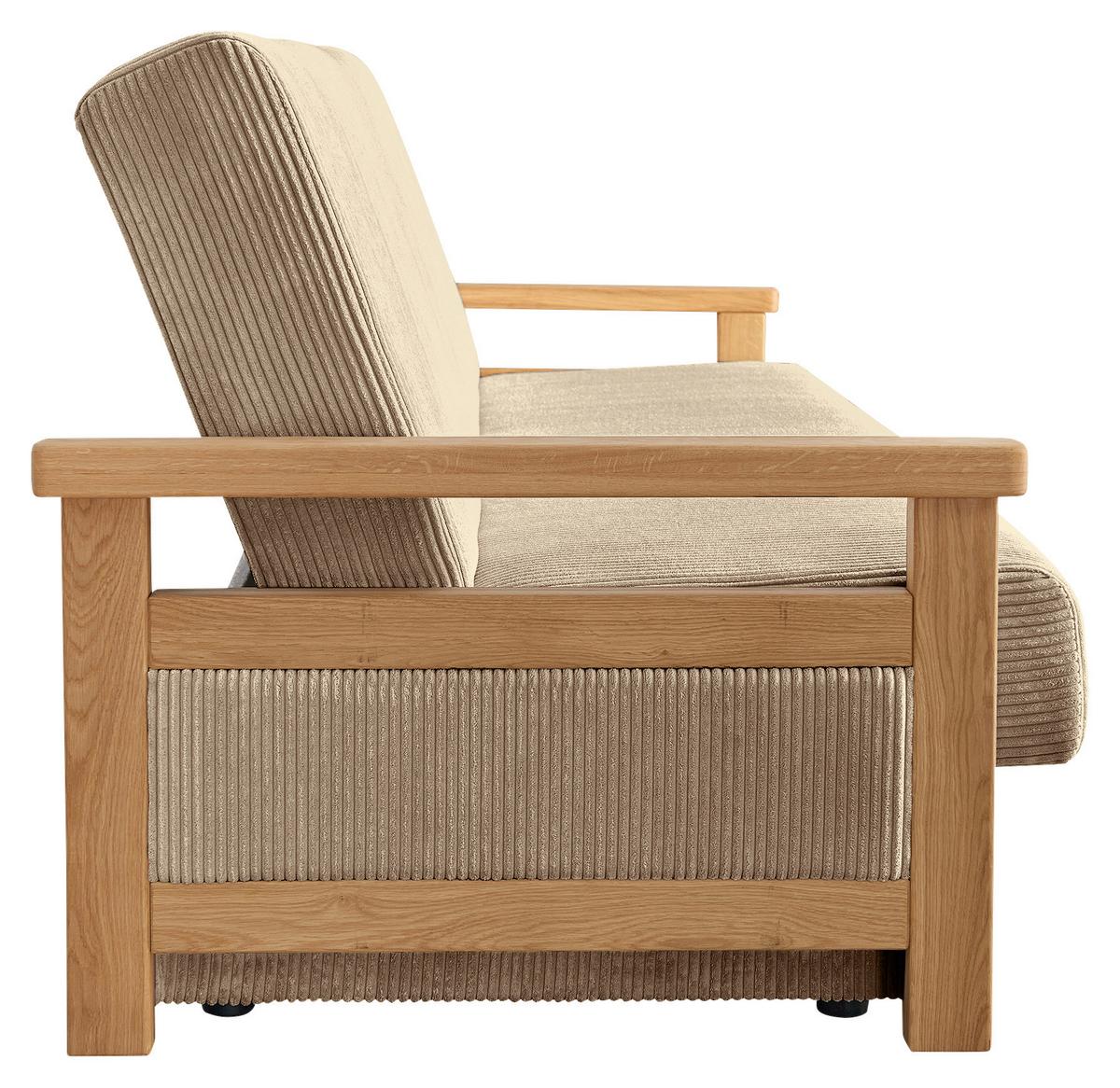 Schlafsofa Malaga Hellbraun B: 220cm - Hellbraun/Naturfarben, Design, Holz/Textil (220/90/90cm) - P & B