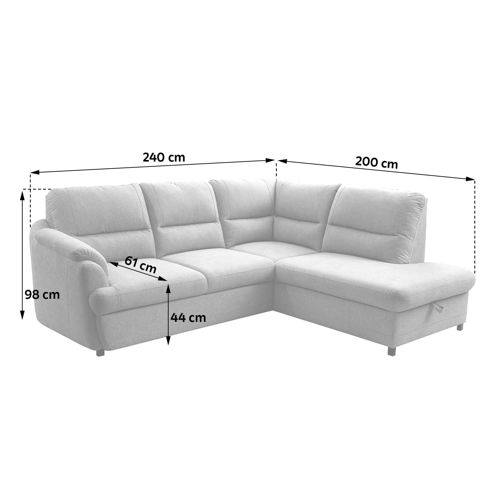 Ecksofa Gusto Blau S: 240x200 Cm - Blau/Greige, Basics, Textil (240/200cm)