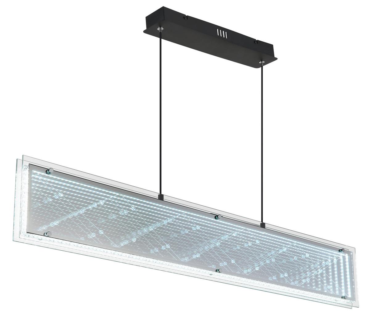 LED-Hängeleuchte Memory-Funktion - Klar/Chromfarben, Design, Glas/Kunststoff (113/8/120cm) - Globo