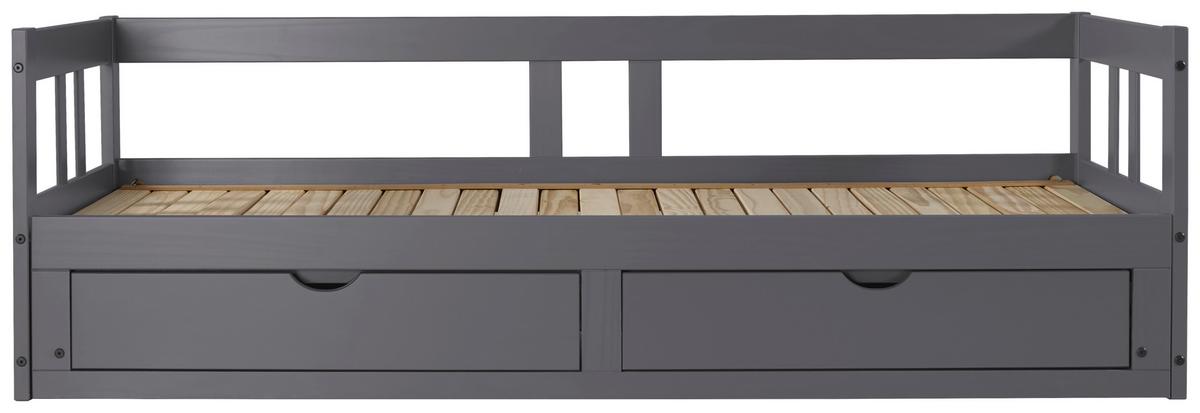 Ausziehbett Lattenrost / Stauraum 90x200 Cm Livio - Anthrazit/Naturfarben, ROMANTIK / LANDHAUS, Holz/Holzwerkstoff (90/200cm) - MID.YOU