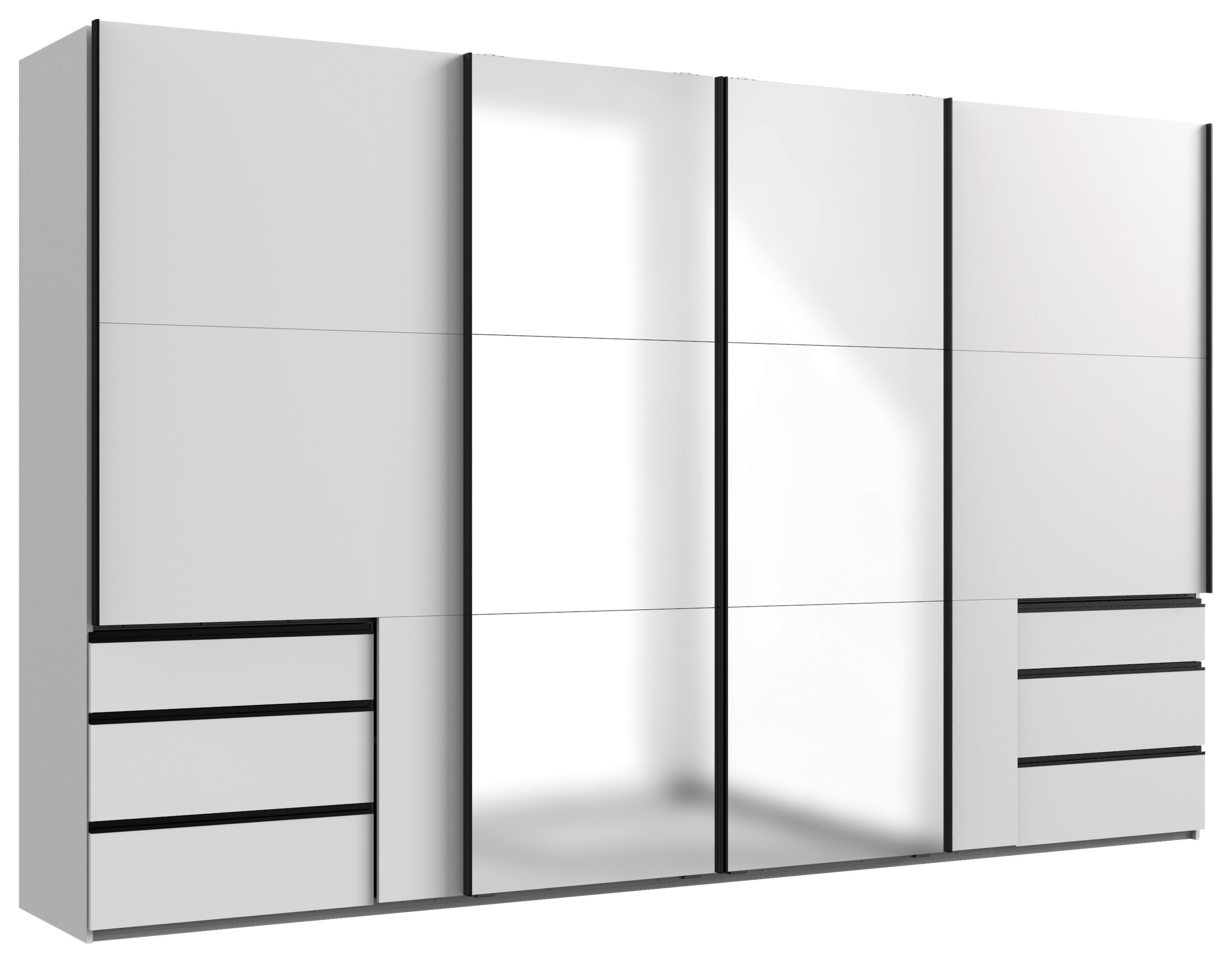 Schwebetürenschrank Level 36 A Weiß Dekor/Spiegel, B: 350cm - Weiß, Basics, Glas/Holzwerkstoff (350/216/65cm) - MID.YOU